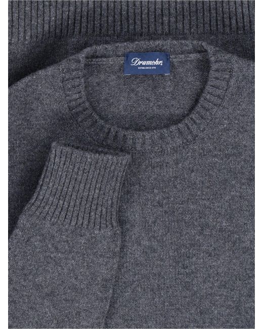 Drumohr Blue Cashmere Sweater for men