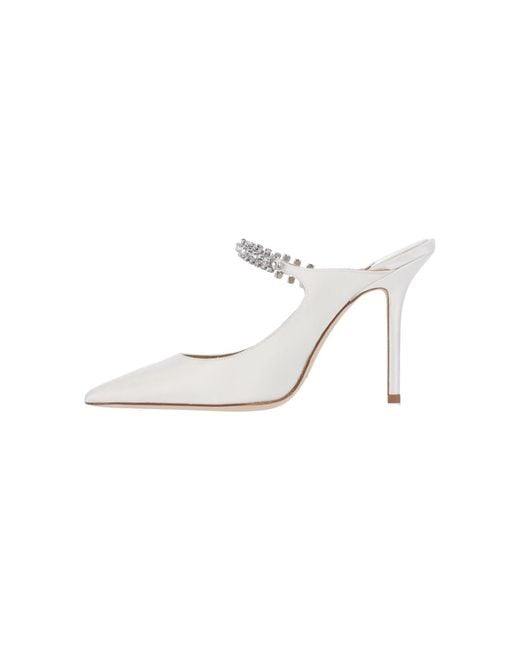 Jimmy Choo White Mules "Bing 100"