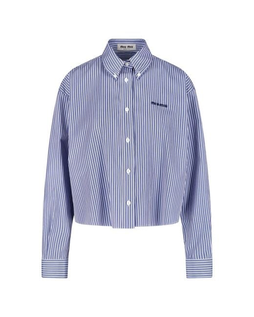 Miu Miu Blue Striped Cotton Shirt
