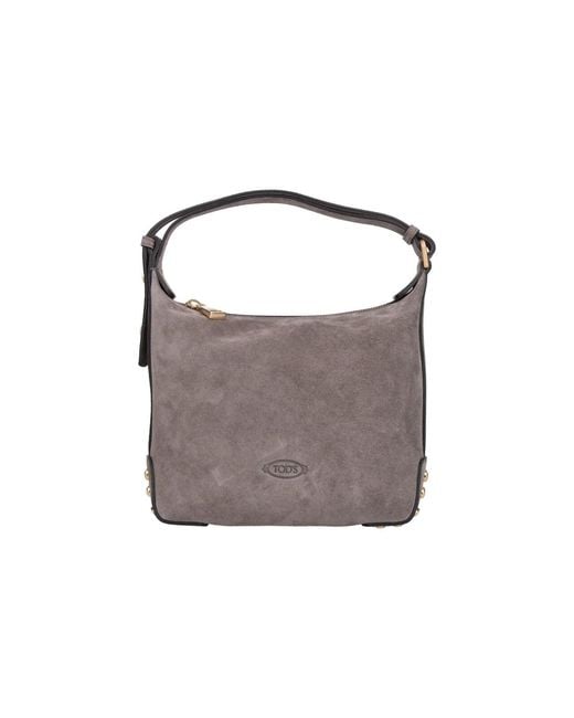 Tod's Gray Mini Shoulder Bag "Metal Dots"