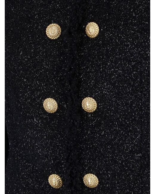 Balmain Blue Tailored Wool-Blend Jacket With Sculpted Structure