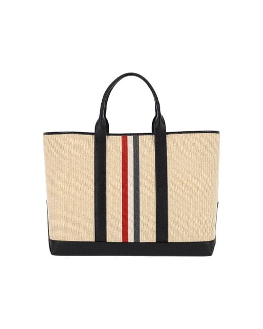 Thom Browne Natural Medium Tote Bag “Rwb”