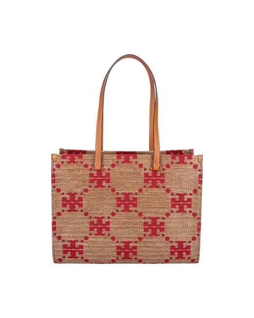 Tory Burch Red Tote Bag T Monogram