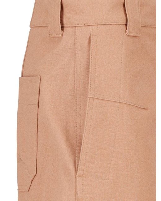 Chloé Natural Cotton Trousers With Buffalo Horn Back Button