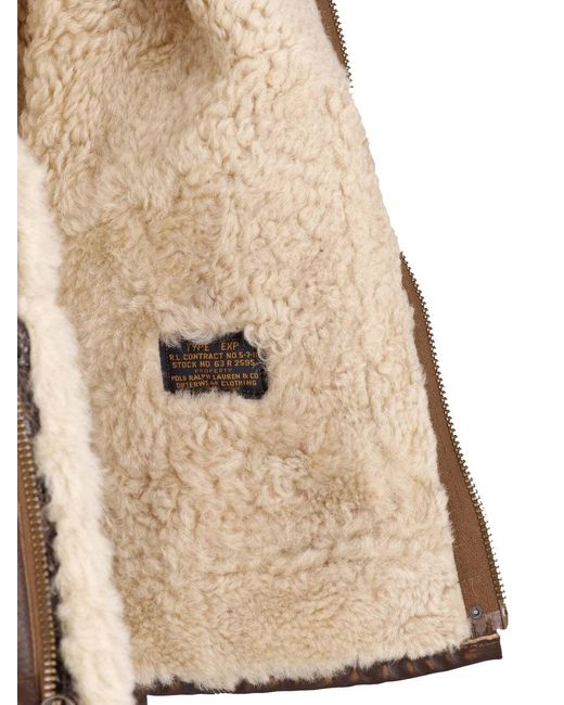Polo Ralph Lauren Brown Leather And Shearling Bomber Jacket for men