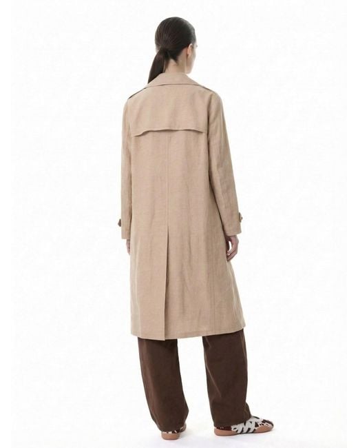 Tagliatore Natural Double-Breasted Wool Cotton Trench