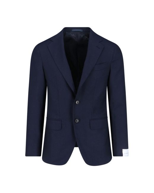 Caruso Blue Single-Breasted Blazer for men