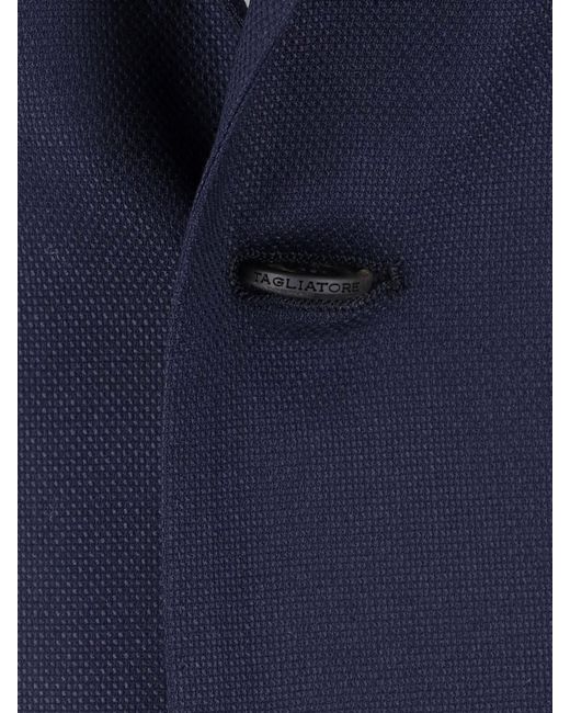 Tagliatore Blue Virgin Wool & Elastane Jacket for men