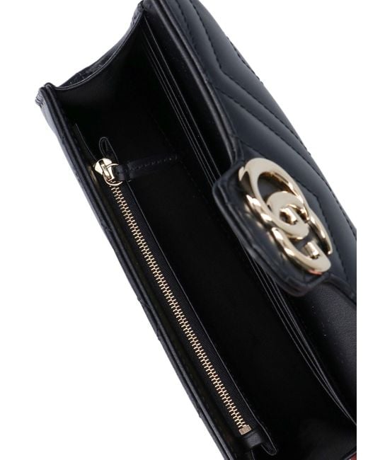Gucci Black Wallet With Chain "Gg Marmont"