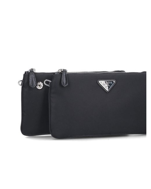 Pouch Doppia di Prada in Black
