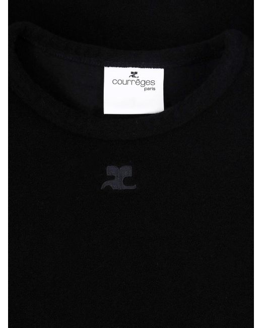 Courreges Black Baby Spongy Embroidered Viscose T-Shirt