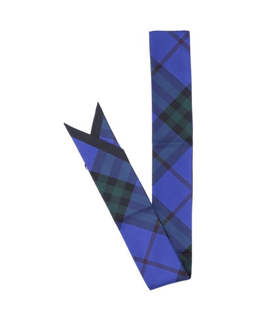 Burberry Blue 'check' Thin Scarf