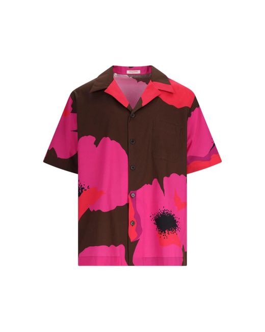 Valentino Pink 'flower Portrait' Bowling Shirt for men