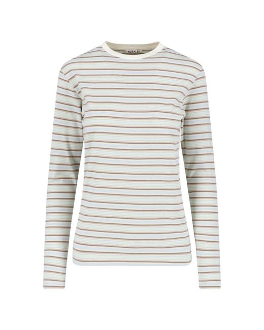 Auralee White T-Shirt “Gradient Stripe”