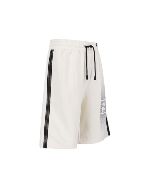 Fendi White Logo Jogger Shorts for men