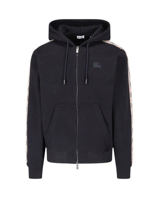 Burberry Blue Zip Hoodie "Check" for men