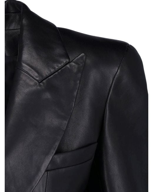 Balmain Black Leather Blazer Jacket