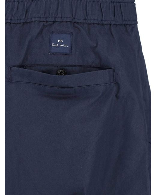 Paul Smith Blue Mid-Rise Cotton Blend Cargo Pants for men