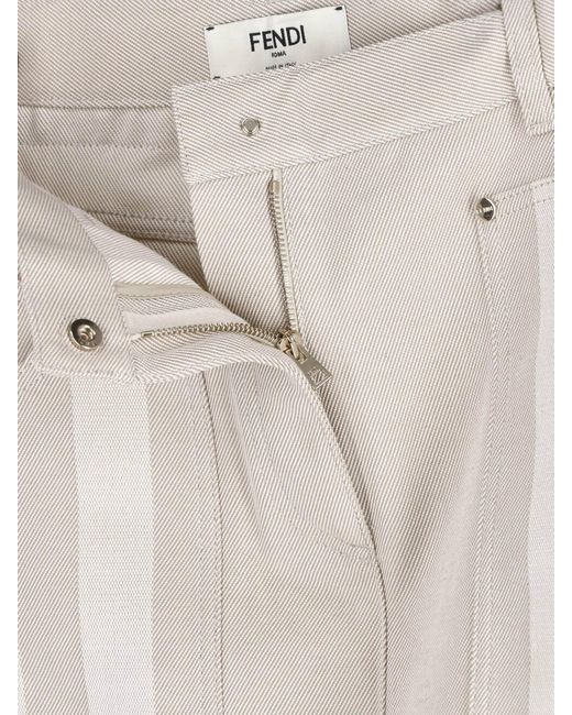 Fendi White Denim Drill Mini Skirt