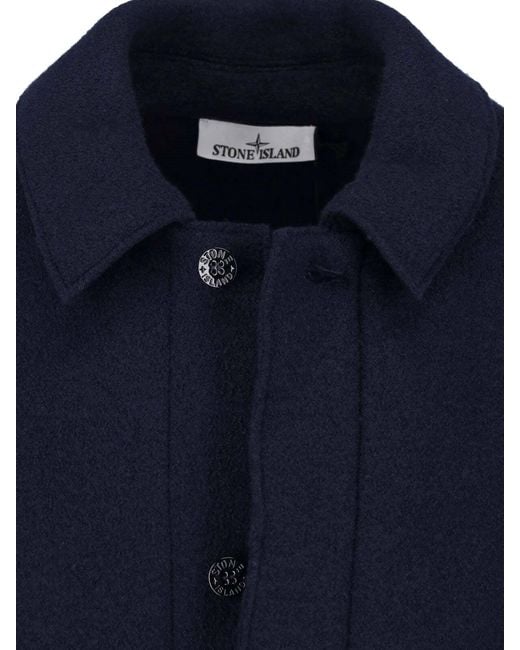 Stone Island Blue Virgin Wool Jacket for men