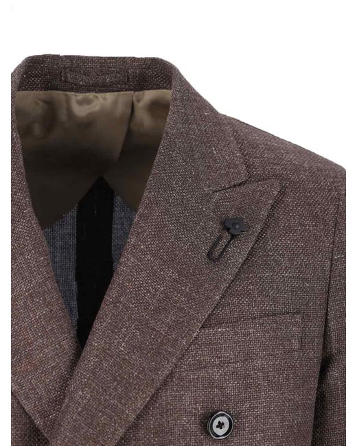 Lardini Brown Double-Breasted Blazer for men