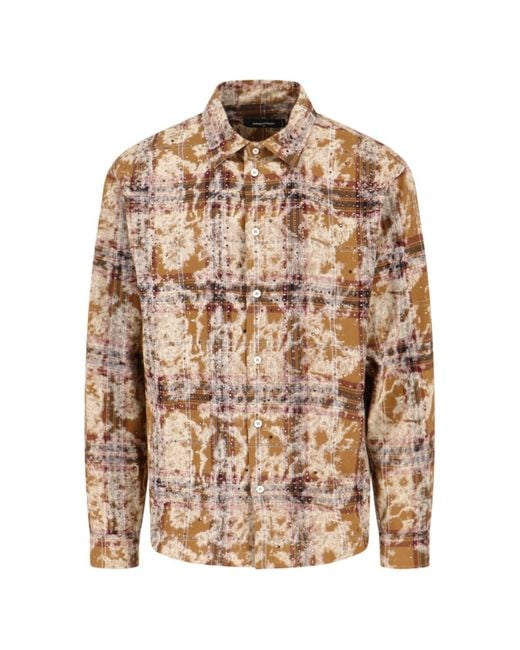 DSquared² Brown 'Bleached Sparkly Check' Shirt for men