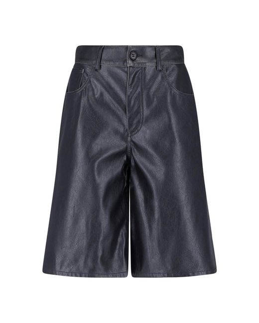 MM6 by Maison Margiela Blue Faux Leather Shorts