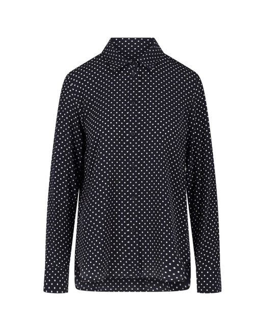 Nili Lotan Blue Polka Dot Silk Shirt