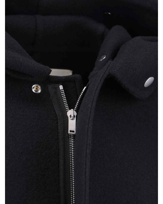 Jil Sander Blue Virgin Wool Coat With Logo Detail for men