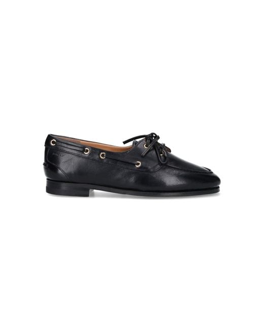 Bally Black Round Toe Slip-On Moccasins With Tonal Logo Detail