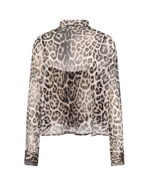 Ermanno Scervino White Silk Shirt, Animal Print, Classic Collar