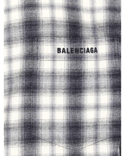 Balenciaga White Cotton Flannel Shirt for men