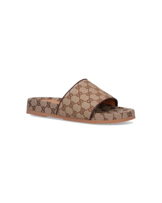 Gucci White Gg Fabric Slider Sandals for men