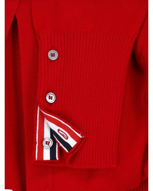 Thom Browne Red 4-Bar Cashmere Cardigan for men