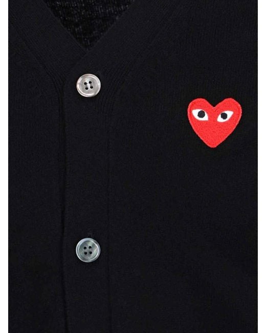 COMME DES GARÇONS PLAY Blue Button-Down Heart Patch Wool Cardigan for men