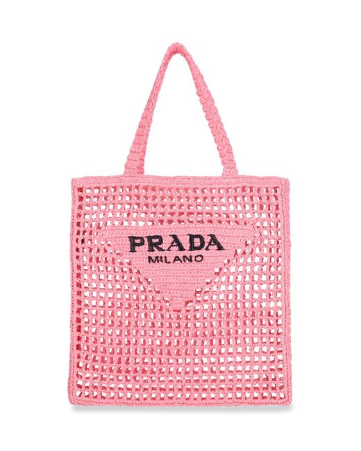 Prada Logo Tote Bag in Pink | Lyst