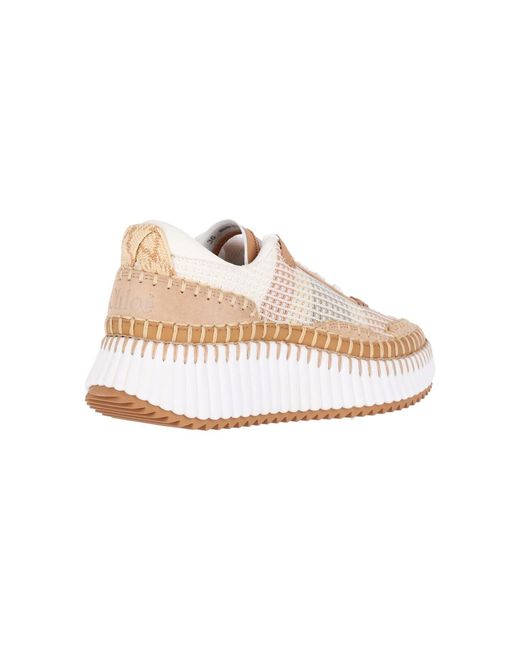 Chloé White Suede & Leather-Lined Sneakers With Cushioned Eva Sole