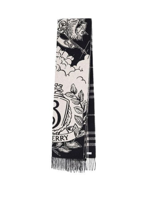 Burberry White Reversible Scarf "Stormy Knight"