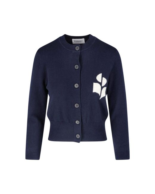 Isabel Marant Blue Cropped Button-Up Sweater