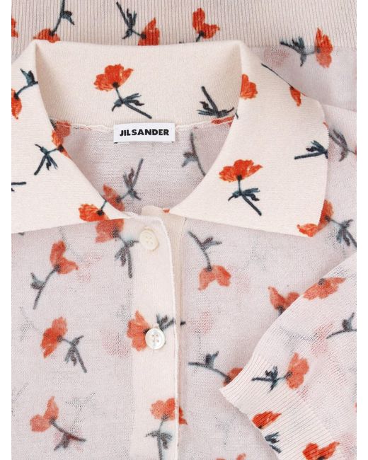 Jil Sander Pink Light Floral Print Short-Sleeve Top