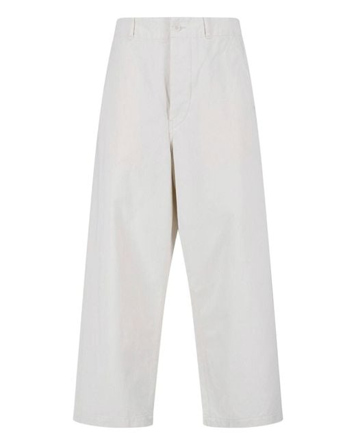 Kaptain Sunshine White Wide Drill Cotton Pants for men