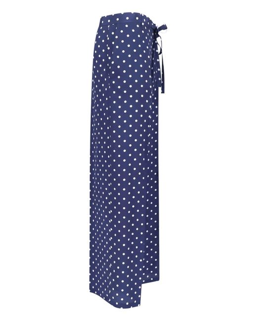 P.A.R.O.S.H. Blue Silk Polka Dot Pants With Front Bow Detail