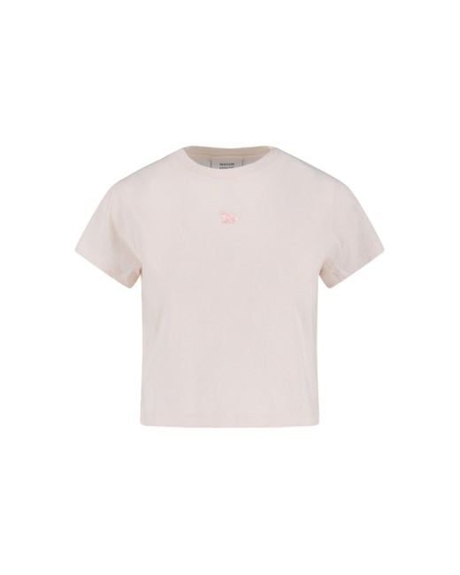 Maison Kitsuné White 'Baby Fox' Crop T-Shirt