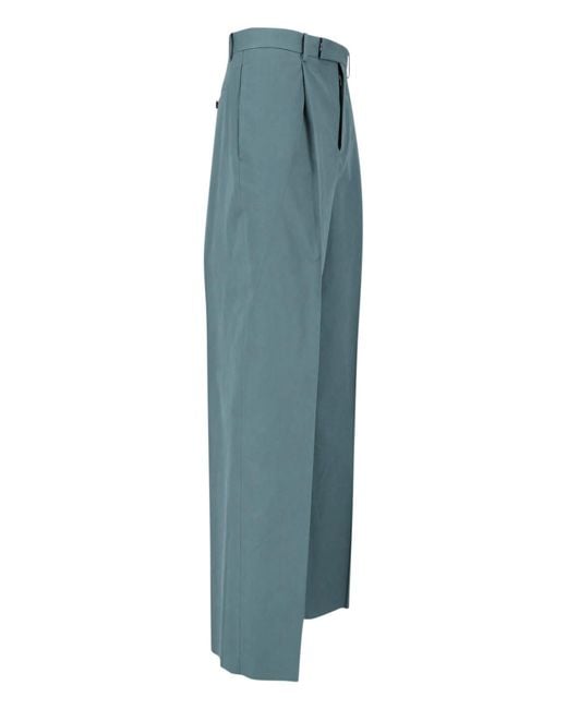Jil Sander Blue Mid-Rise Straight-Leg Cotton Trousers for men