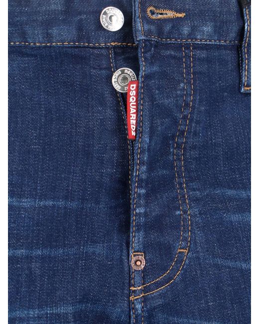 DSquared² Blue Slim Fit Distressed Paint Splatter Jeans for men