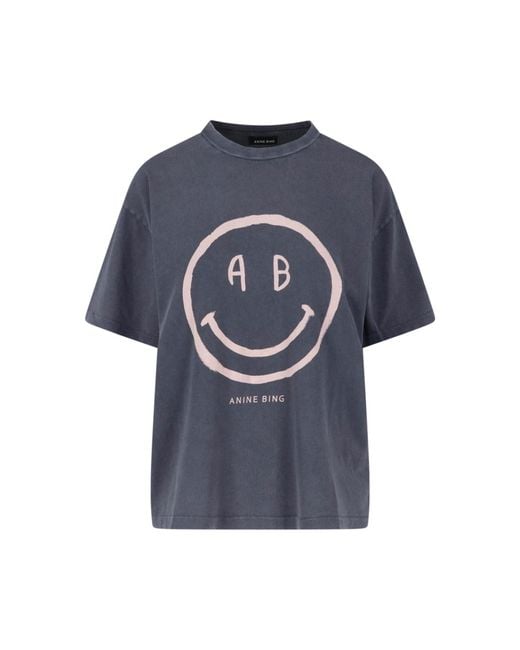 Anine Bing Blue Washed Crew Neck Tee