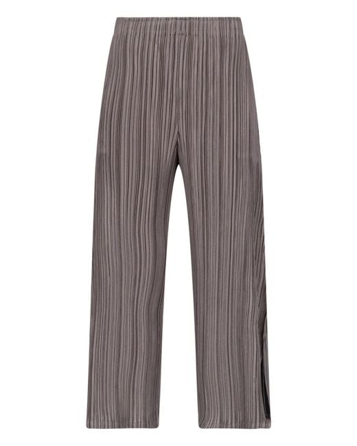 Pleats Please Issey Miyake Gray Pleated Wide-Leg Trousers