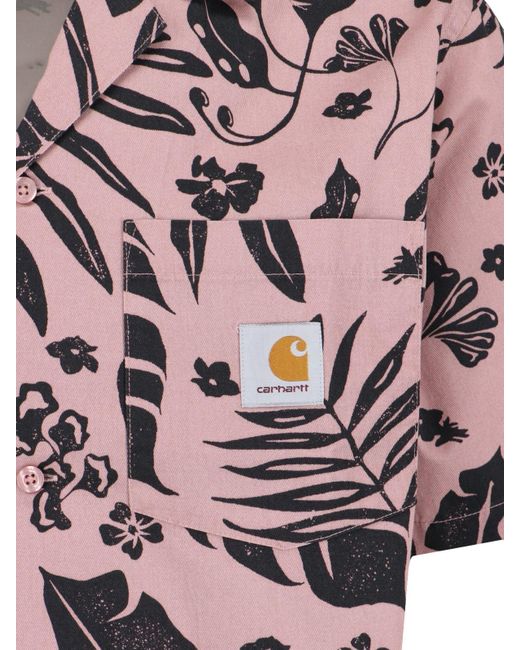 Camicia "S/S Woodblock" di Carhartt in Pink da Uomo