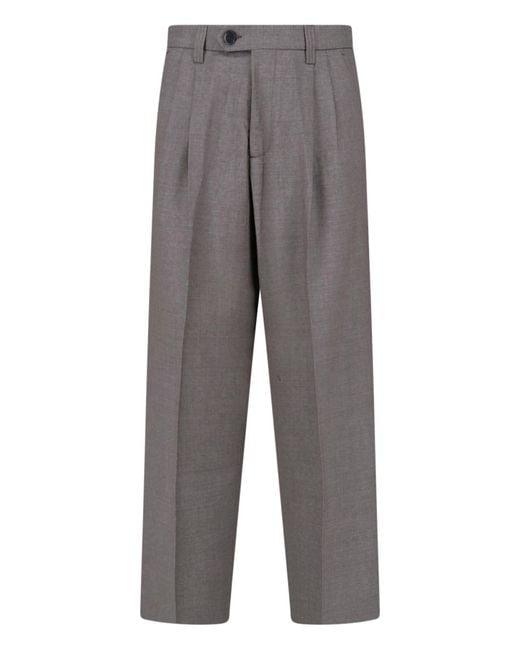 mfpen Gray Tailored Wool Pants for men