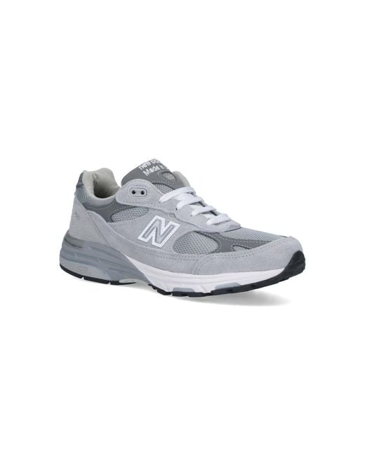 New Balance Gray Pigskin & Mesh Sneakers